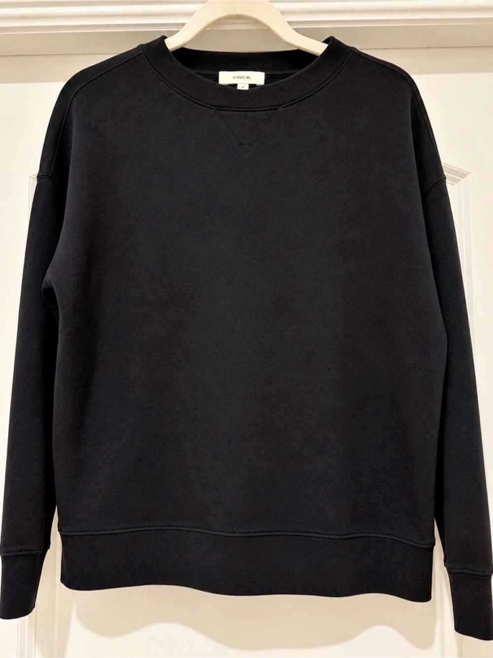 Vince Cotton Crewneck Sweatshirt in Black
